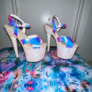 White/Metallic Unicorn Pleaser Dance Heels